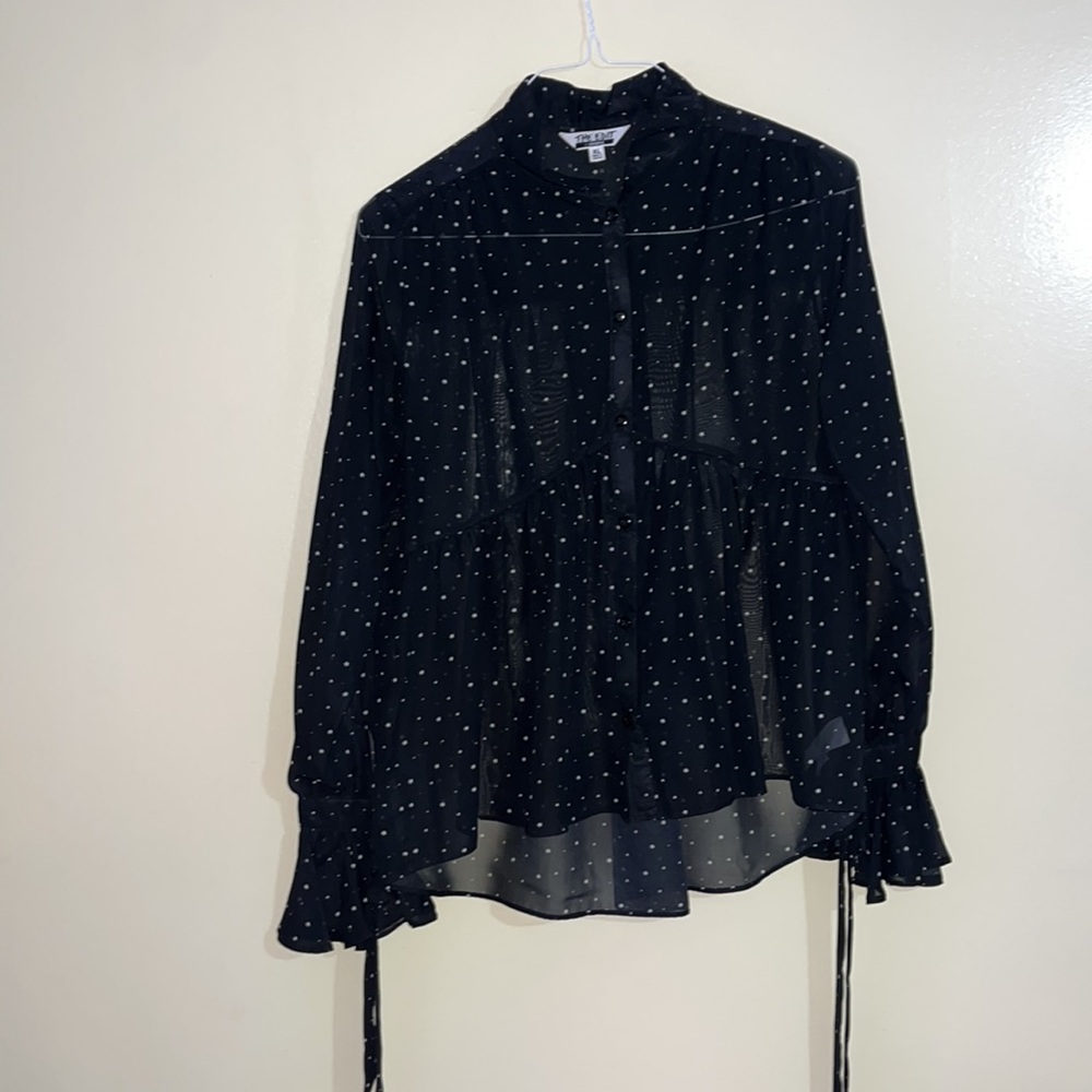 Sheer black and small star polkadot button up from The Edit by seventeen - Picture 4 of 5